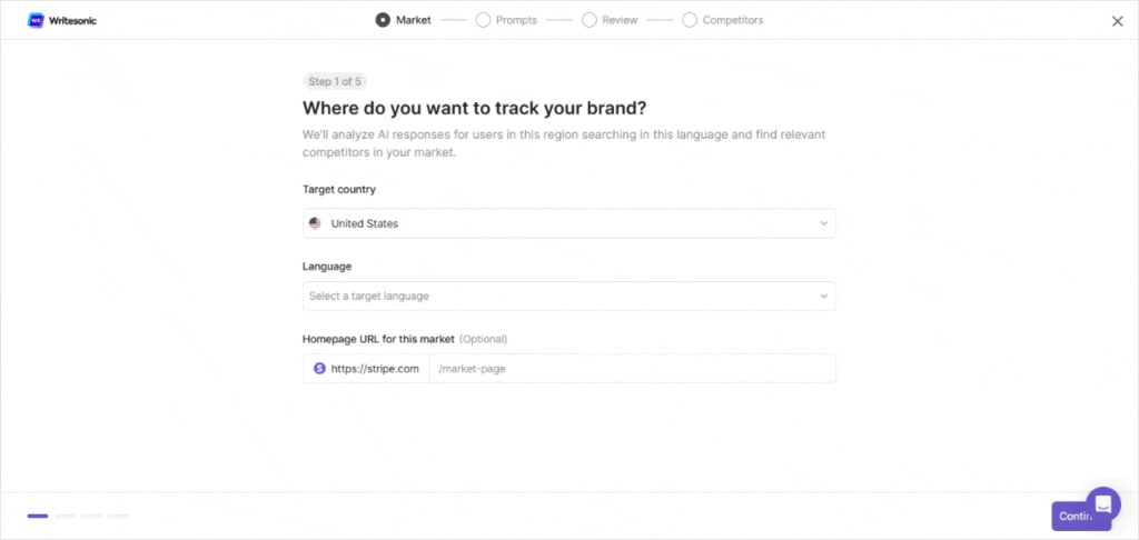 Step 2: Select a county and language