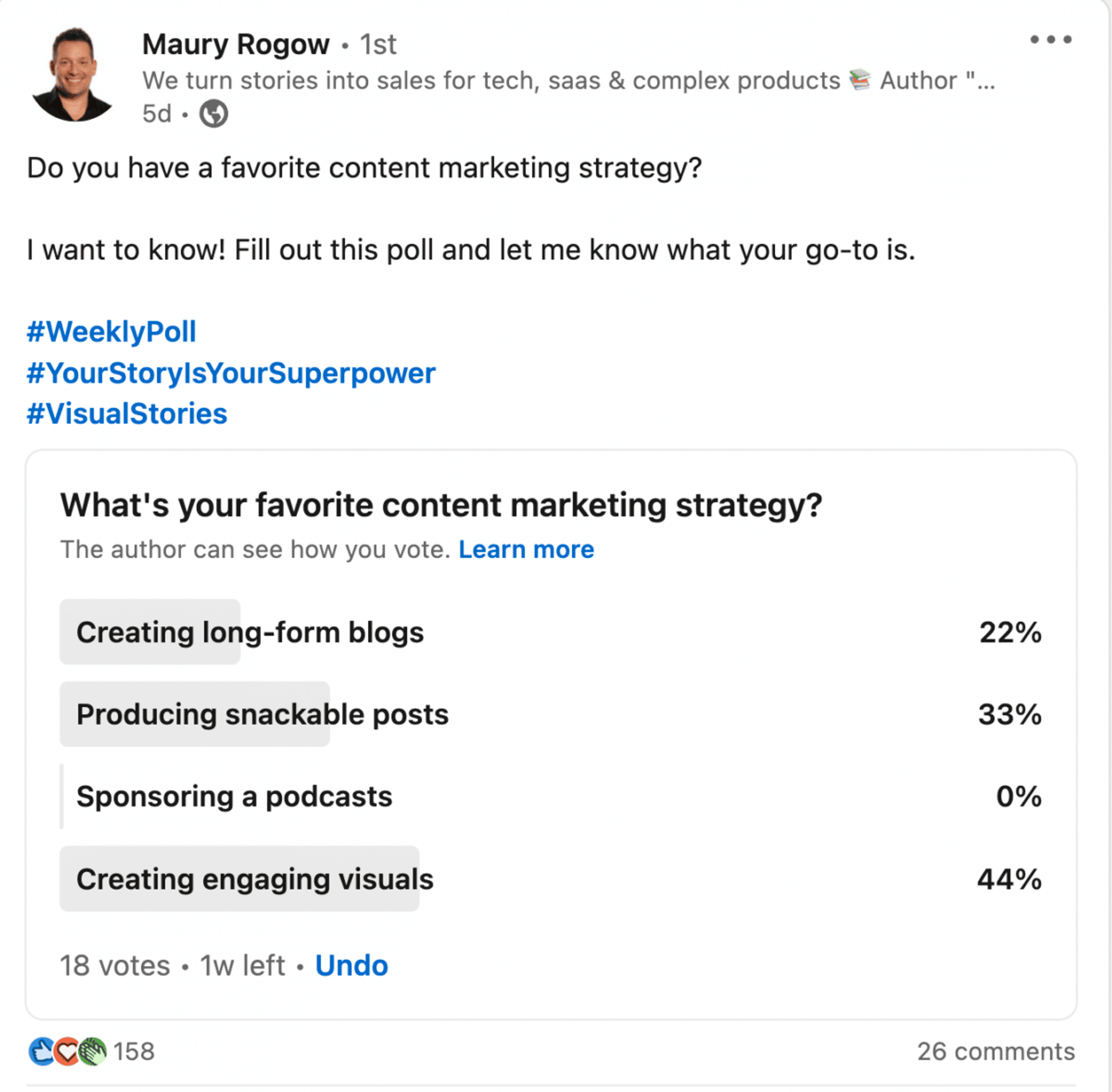 LinkedIn poll to research podcast audience - how to start a podcast