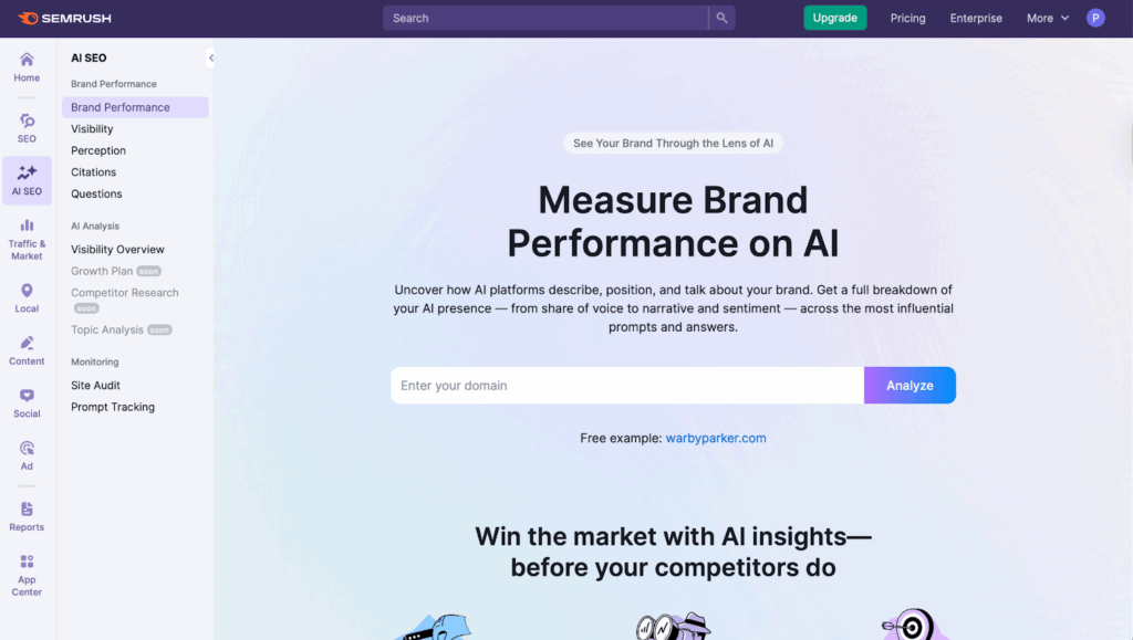 Semrush AI SEO Toolkit - xFunnel AI Alternatives