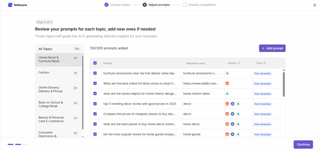 Writesonic Prompt Configuration
