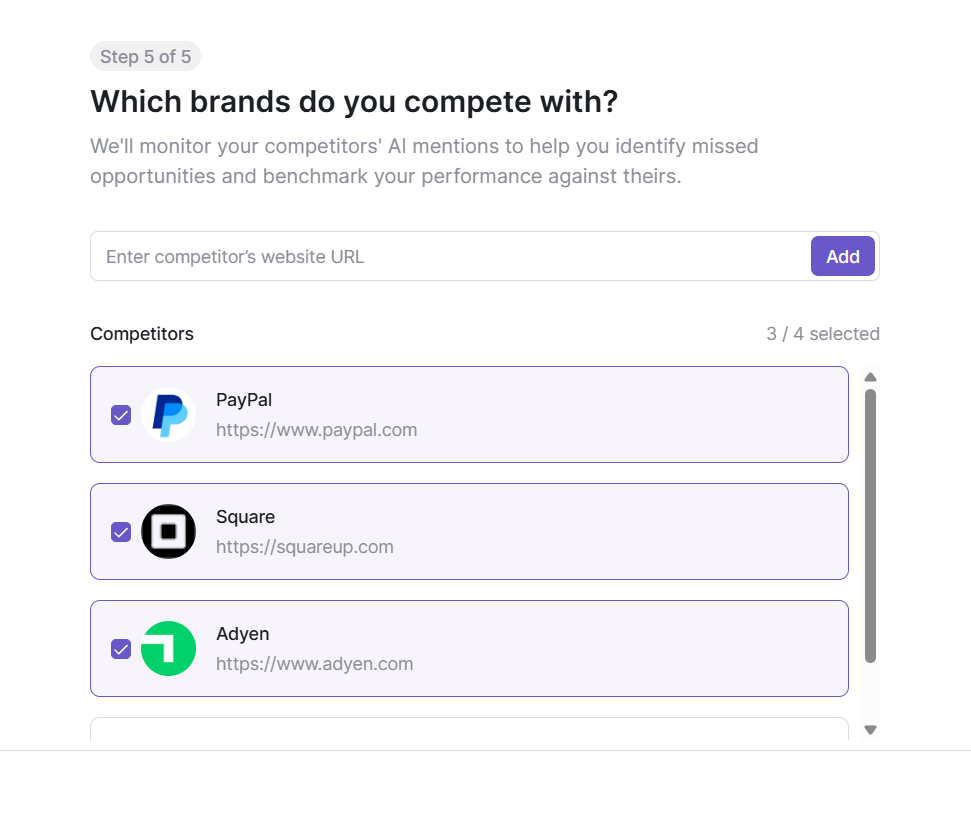 Step 5: Select Competitors