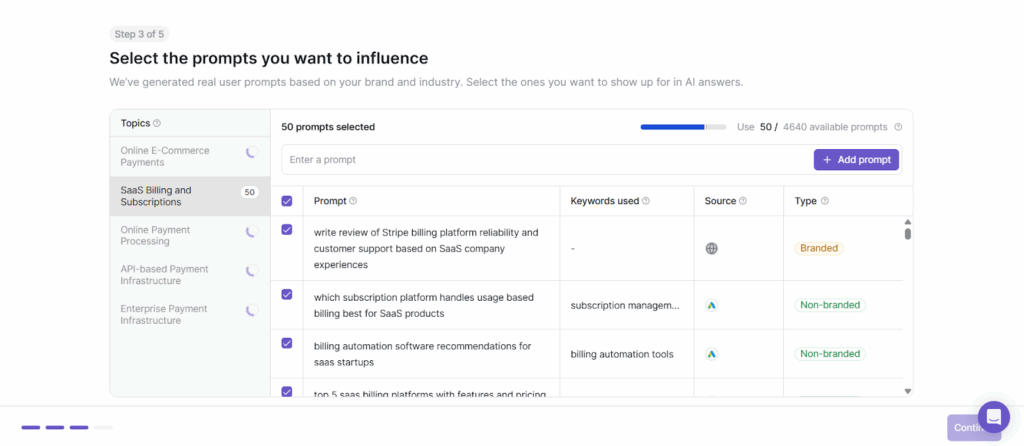 Step 5: Select Prompts