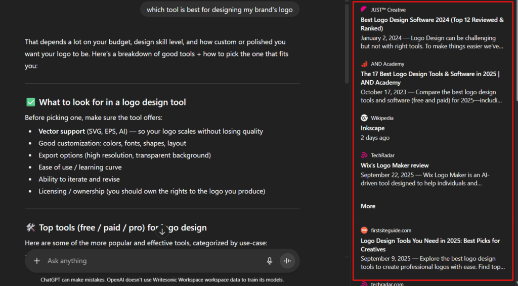 Webpages cited by ChatGPT