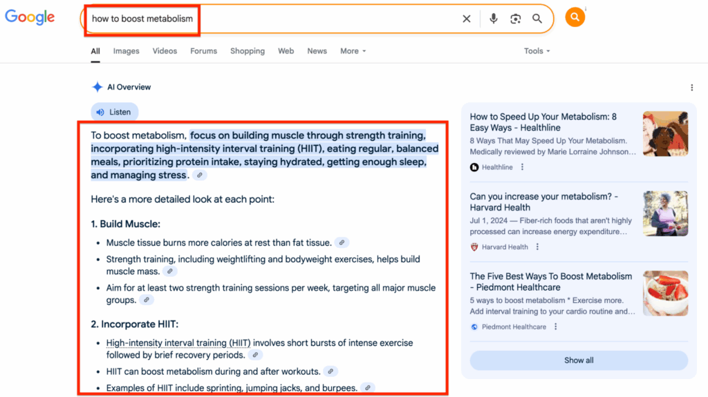 Example of how AI matches context over keywords for AI search optimization